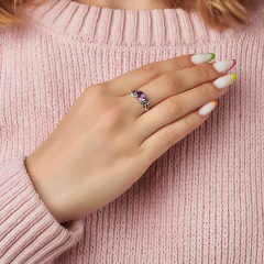 Кольцо аметист Бразилия (латунь оксидир., посеребр.) огранка размер 17