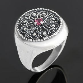 Кольцо турмалин розовый (рубеллит) Бразилия (латунь оксидир., посеребр.) огранка размер 16,5