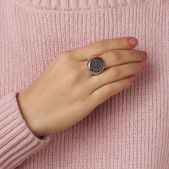 Кольцо турмалин розовый (рубеллит) Бразилия (латунь оксидир., посеребр.) огранка размер 15,5