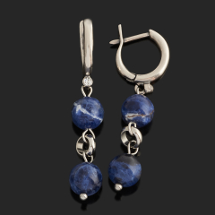 Серьги содалит Бразилия (сталь хир., латунь посеребр.)