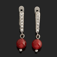Серьги сердолик Ботсвана (сталь хир., латунь посеребр.)