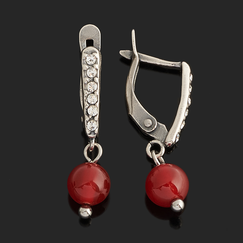 Серьги сердолик Ботсвана (сталь хир., латунь посеребр.)