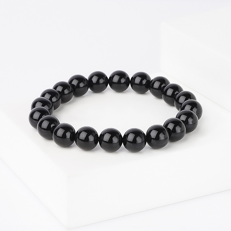 Браслет агат черный Бразилия 10 мм 18 см