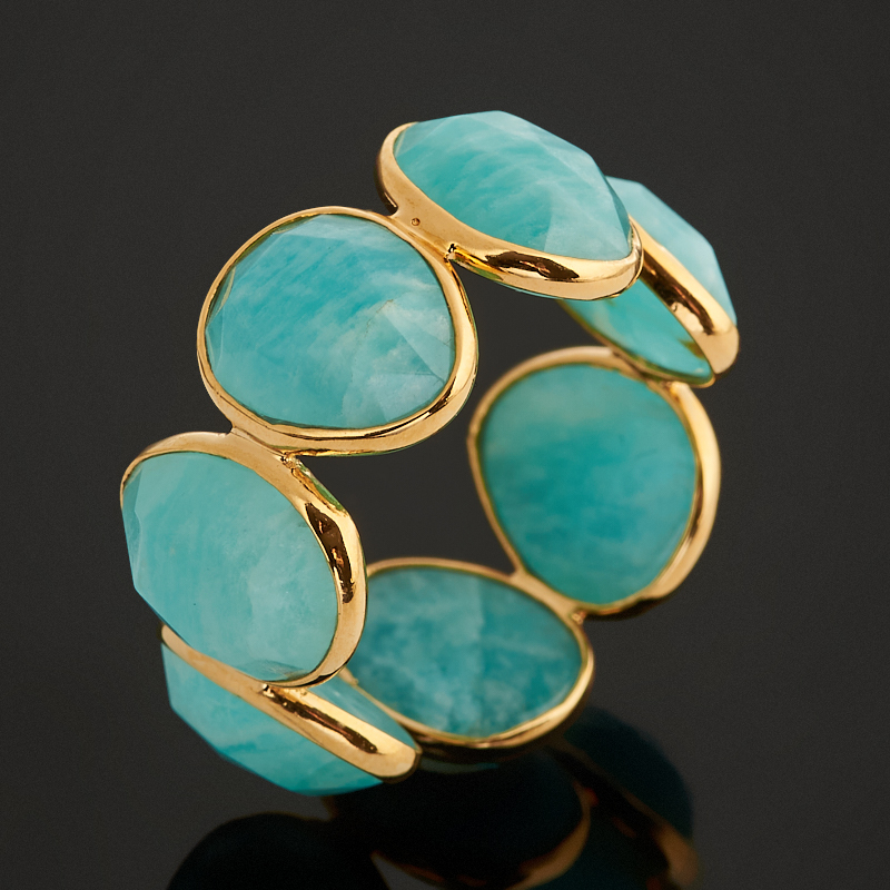 Кольцо амазонит Перу (латунь позолота) огранка размер 16,5