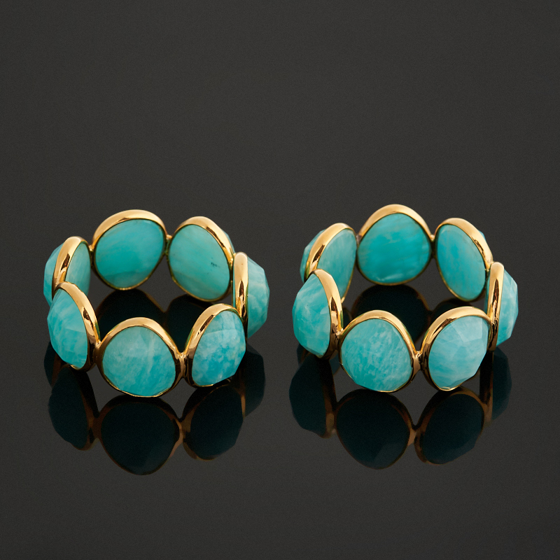 Кольцо амазонит Перу (латунь позолота) огранка размер 16,5