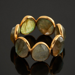 Кольцо лабрадор Мадагаскар огранка (латунь позолота) размер 16,5