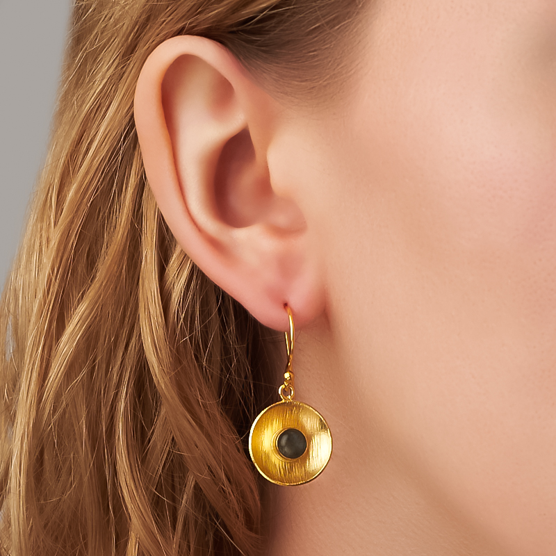 Серьги лабрадор Мадагаскар (латунь позолота)