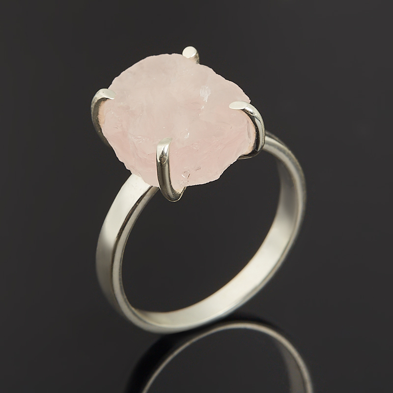 Кольцо розовый кварц Бразилия (латунь посеребр.) размер 18