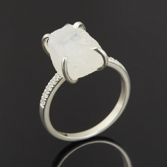 Кольцо лунный камень (адуляр) Индия (латунь посеребр.) размер 17,5