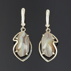 Серьги агат серый Ботсвана (нейзильбер)