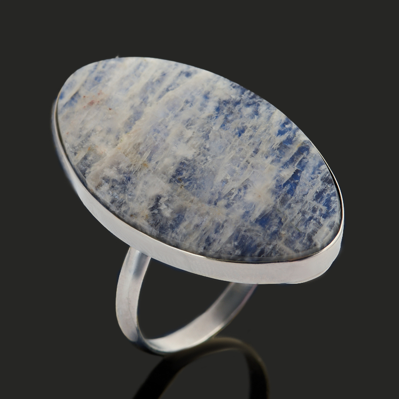 Кольцо лунный камень (беломорит) Россия (нейзильбер) (дублет) размер 18