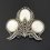 Брошь перламутр белый Индонезия (сталь хир. эмаль)
