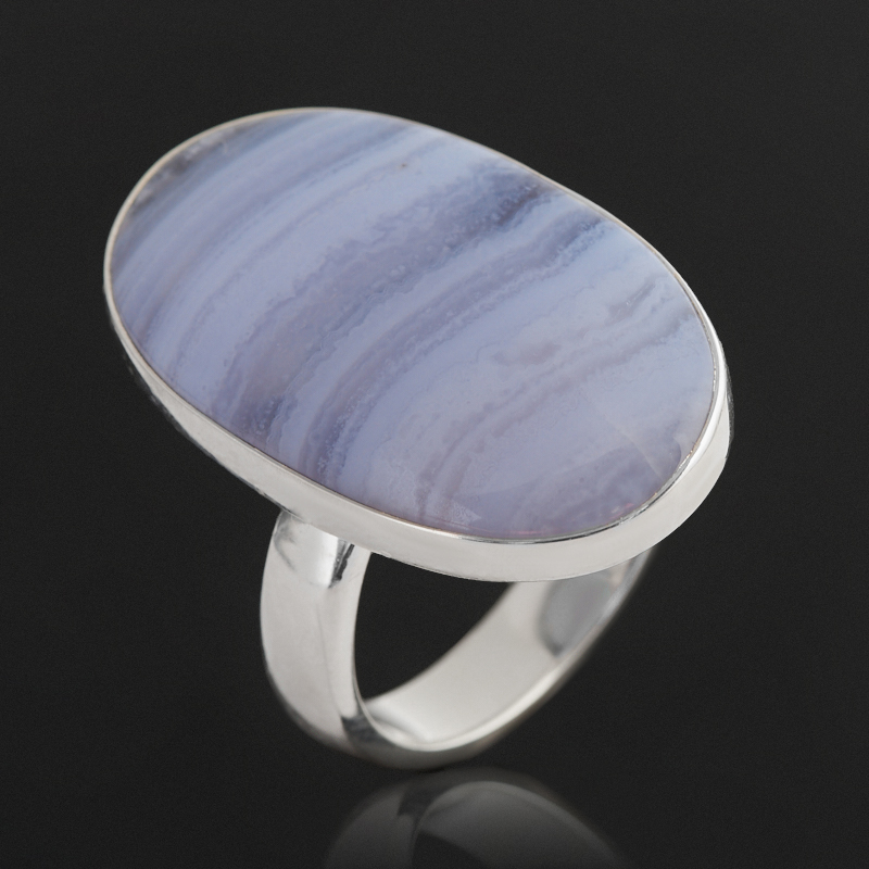 Кольцо агат голубой Намибия (латунь посеребр.) размер 17,5