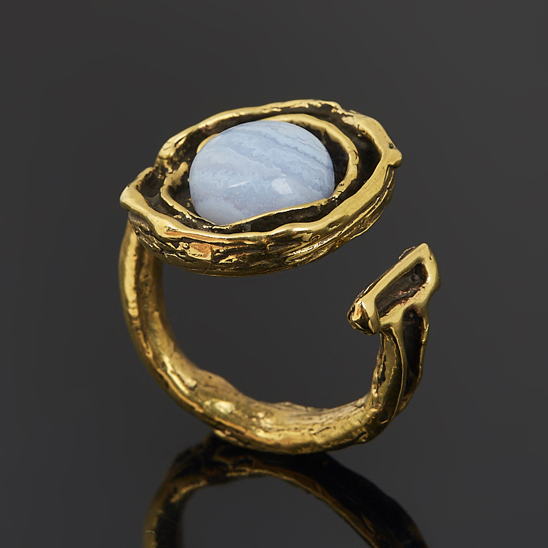 Кольцо агат голубой Намибия (бронза) размер 16,5