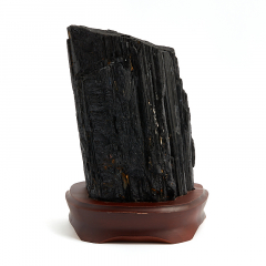 Кристалл турмалин черный (шерл) Бразилия L (12-16 см) (на подставке)