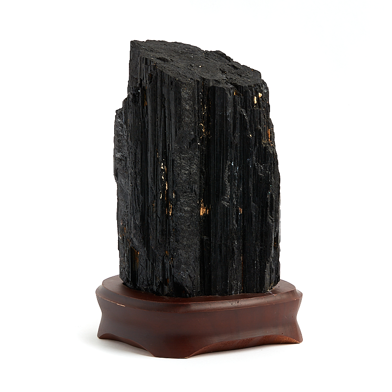 Кристалл турмалин черный (шерл) Бразилия L (12-16 см) (на подставке)