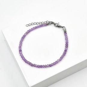 Браслет аметист Бразилия (сталь хир.) огранка 3&nbsp;мм 17&nbsp;см (+3&nbsp;см)