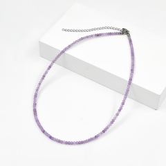 Чокер аметист Бразилия огранка 3 мм 40 см (+7 см) (сталь хир.)