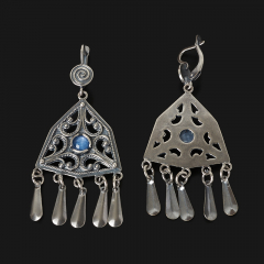 Серьги кианит синий Бразилия (латунь посеребр.)