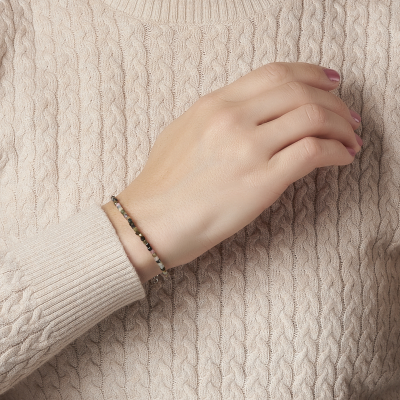 Браслет турмалин Бразилия (сталь хир.) огранка 2 мм 17 см (+3 см)