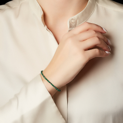 Браслет малахит Конго (сталь хир.) огранка 3 мм 16 см (+3 см)