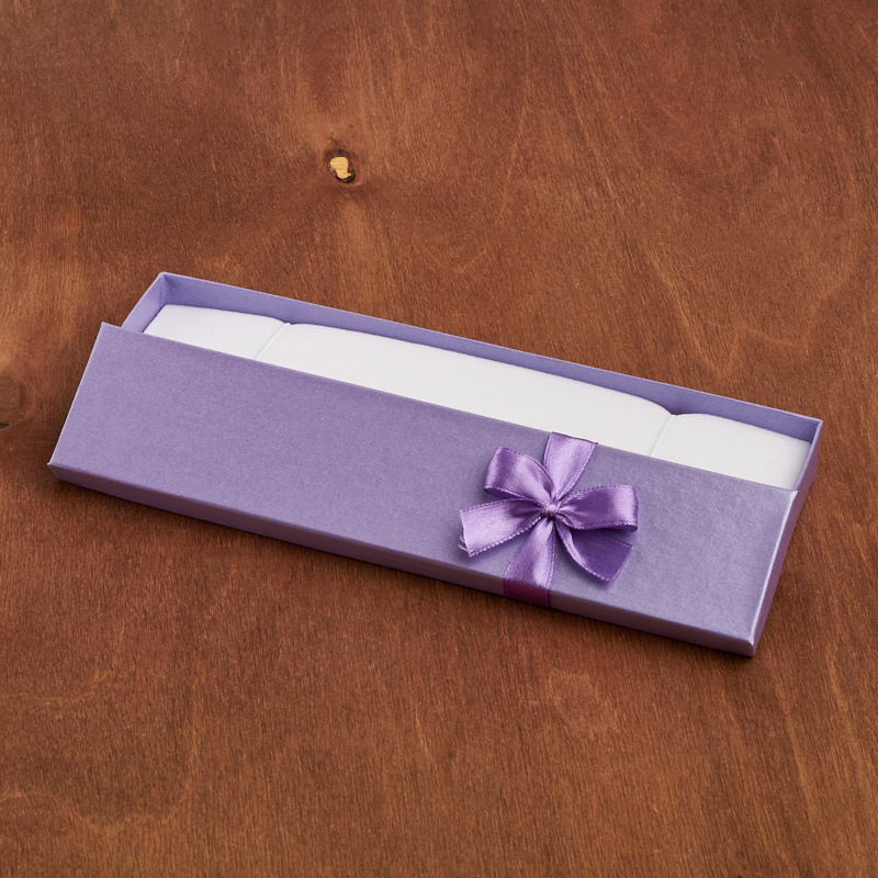 Подарочная упаковка под браслет/цепь (футляр) (фиолетовый) 200х40х25 мм