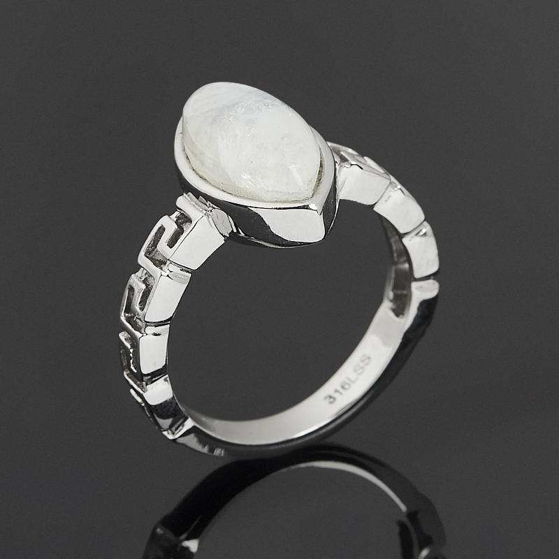 Кольцо лунный камень (адуляр) Индия (сталь хир.) размер 16,5
