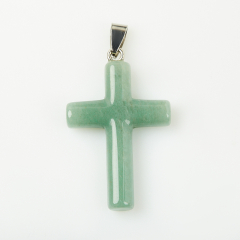 Кулон авантюрин зеленый Индия (биж. сплав) крест 5-5,5 см