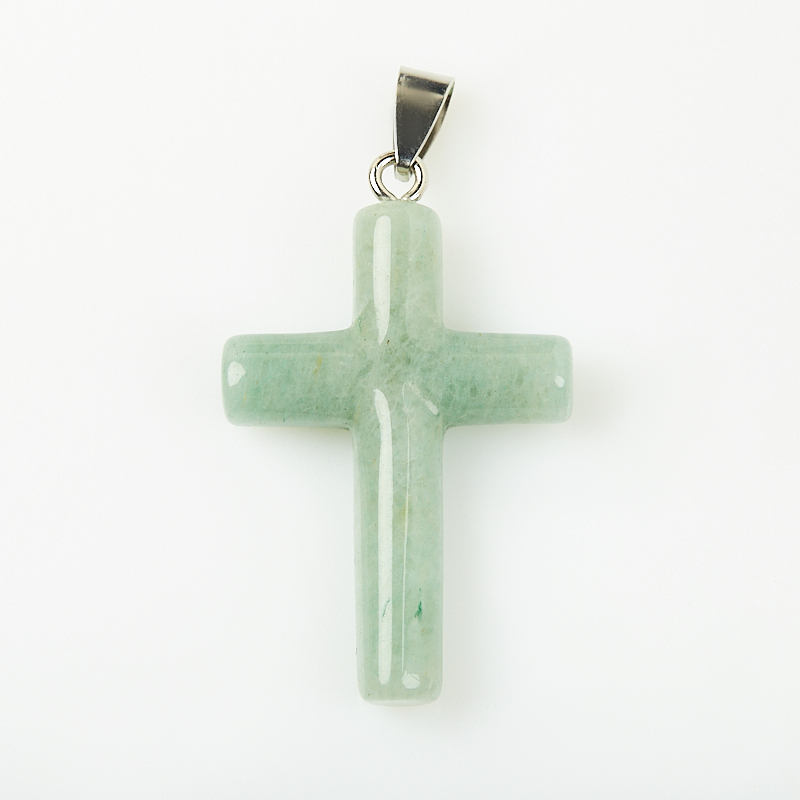 Кулон авантюрин зеленый Индия (биж. сплав) крест 5-5,5 см