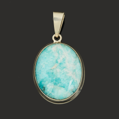 Кулон амазонит Россия (мельхиор) овал 4 см