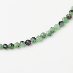 Чокер корунд в цоизите Танзания огранка 3 мм 40 см (+7 см) (сталь хир.)