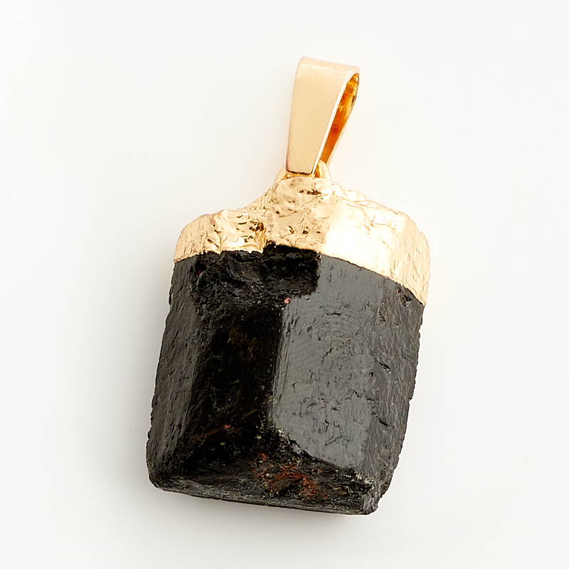 Кулон турмалин черный (шерл) Бразилия (биж. сплав) кристалл 2,5-3,5 см