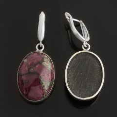 Серьги эвдиалит Россия (дублет) (биж. сплав, нейзильбер)