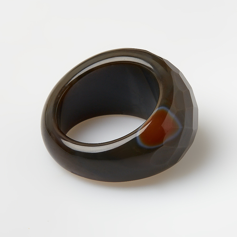 Кольцо агат коричневый Ботсвана огранка (цельное) размер 18