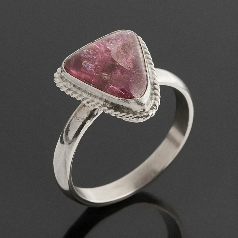 Кольцо турмалин розовый (рубеллит) Бразилия (нейзильбер) размер 17,5
