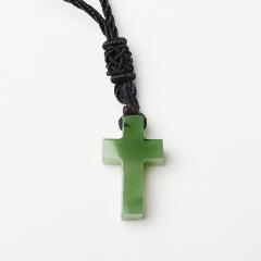 Кулон нефрит зеленый Россия (текстиль) крест 2,5 см