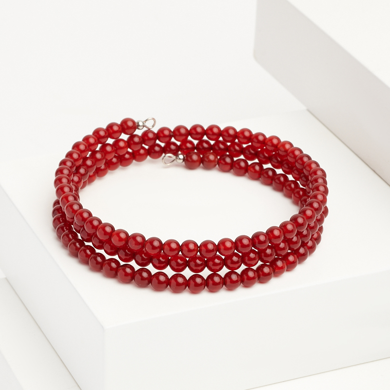 Браслет сердолик Ботсвана (биж. сплав, сталь хир.) пружина 4&nbsp;мм 18&nbsp;см (регулируемый)