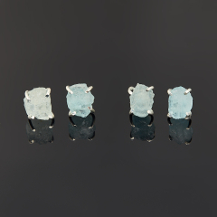 Серьги аквамарин Бразилия (латунь посеребр.) пуссеты