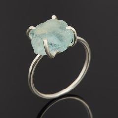 Кольцо аквамарин Бразилия (латунь посеребр.) размер 17,5