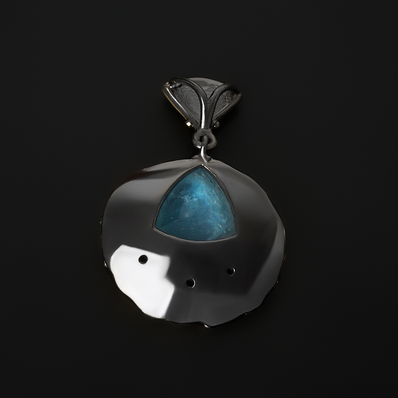 Кулон аквамарин Бразилия (латунь позолота, родир. черн.) огранка 3,5 см