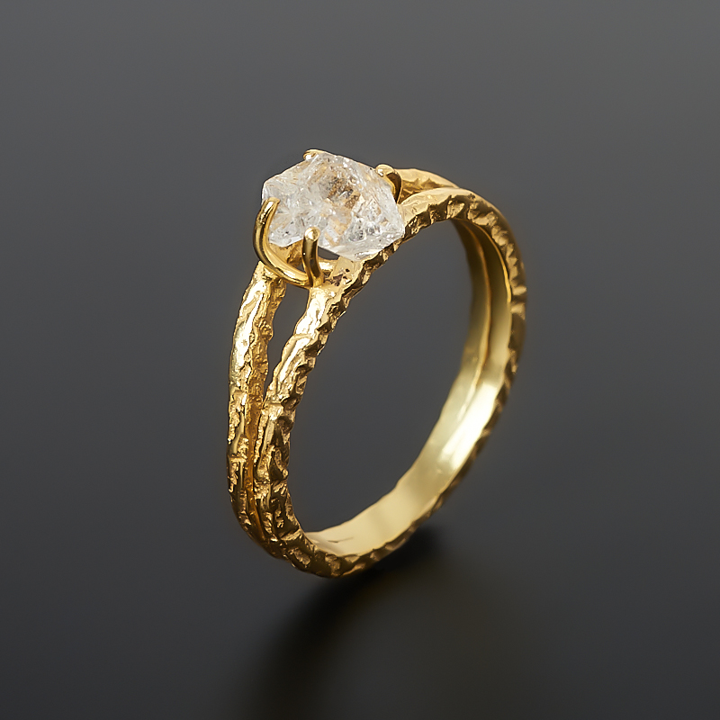 Кольцо горный хрусталь Бразилия (Херкимерский алмаз) (латунь позолота) размер 17,5