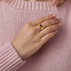 Кольцо аметист Бразилия огранка (латунь позолота) размер 16,5