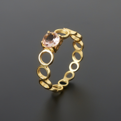 Кольцо турмалин розовый (рубеллит) Бразилия огранка (латунь позолота) размер 16,5