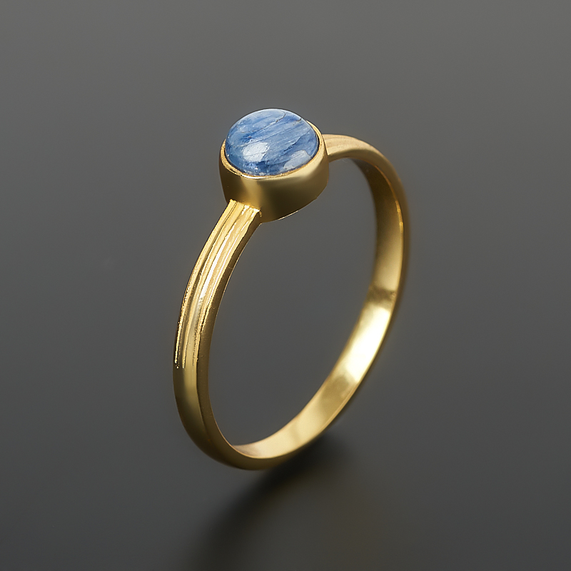 Кольцо кианит синий Бразилия (латунь позолота) размер 18
