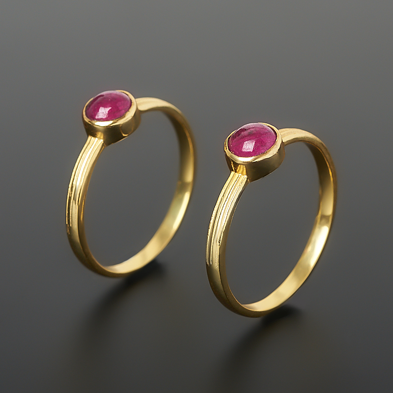 Кольцо турмалин розовый (рубеллит) Бразилия (латунь позолота) размер 16,5