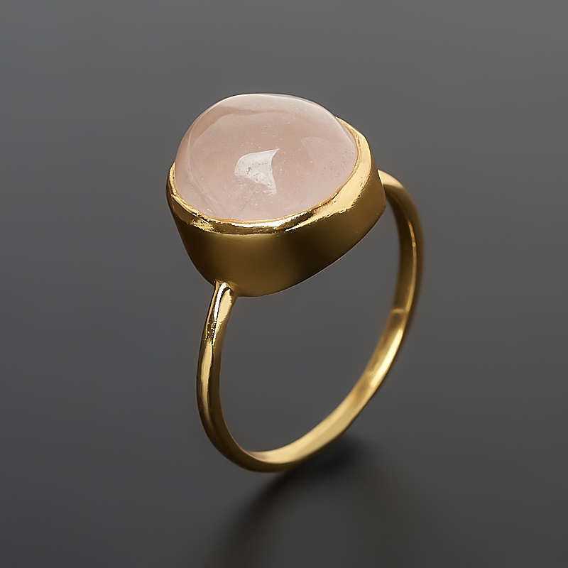 Кольцо розовый кварц Бразилия (латунь позолота) размер 17