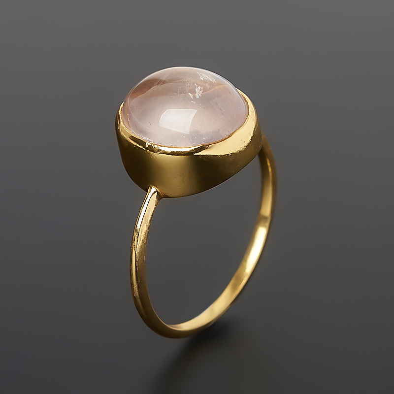 Кольцо розовый кварц Бразилия (латунь позолота) размер 18