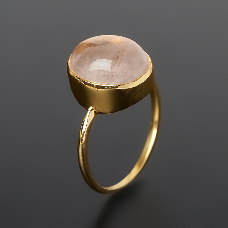 Кольцо розовый кварц Бразилия (латунь позолота) размер 17,5