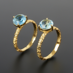Кольцо топаз голубой Бразилия (латунь позолота) огранка размер 17