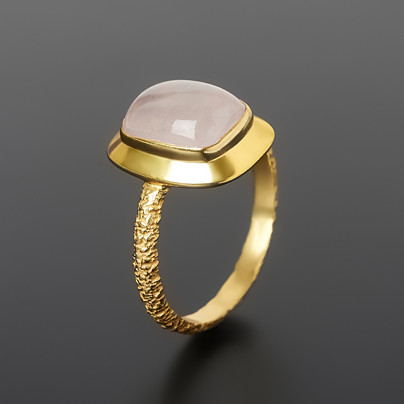 Кольцо розовый кварц Бразилия (латунь позолота) размер 17